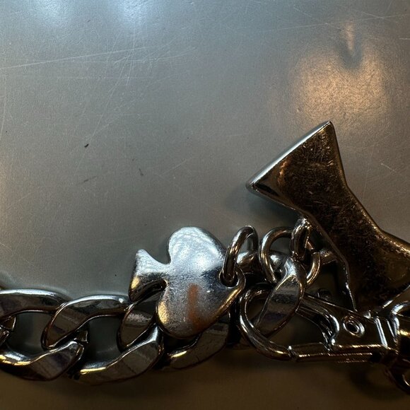 Kate Spade Belt Women New York Silver Tone Chain Statement Spade Bow Charms - Picture 7 of 16